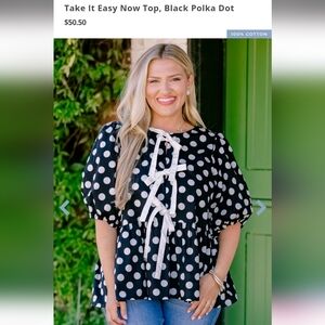Chic Soul 1x Polka Dot Puff Sleeve  Top NWT